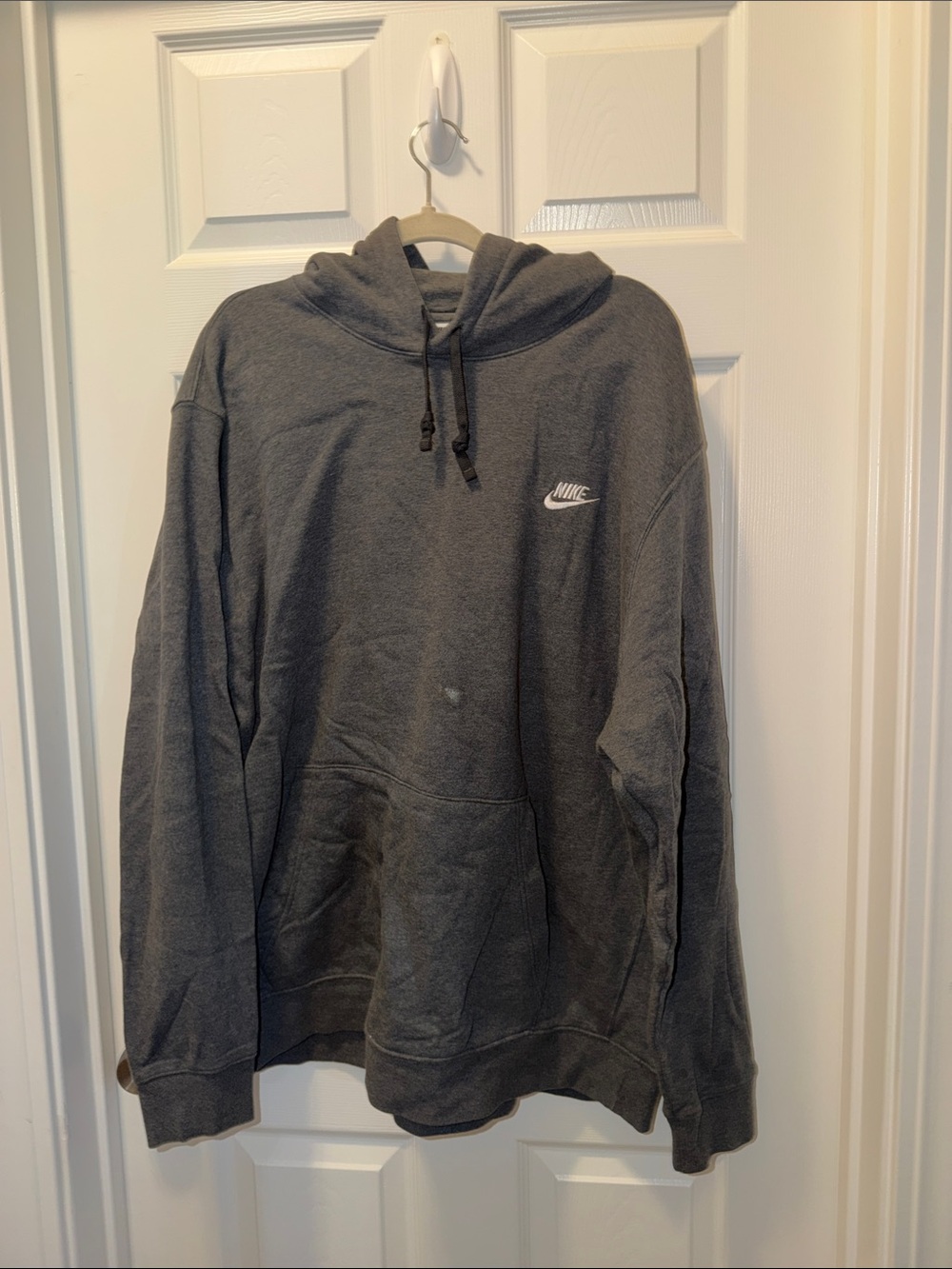 Nike Charcoal Gray Pullover Hoodie with White Swoosh